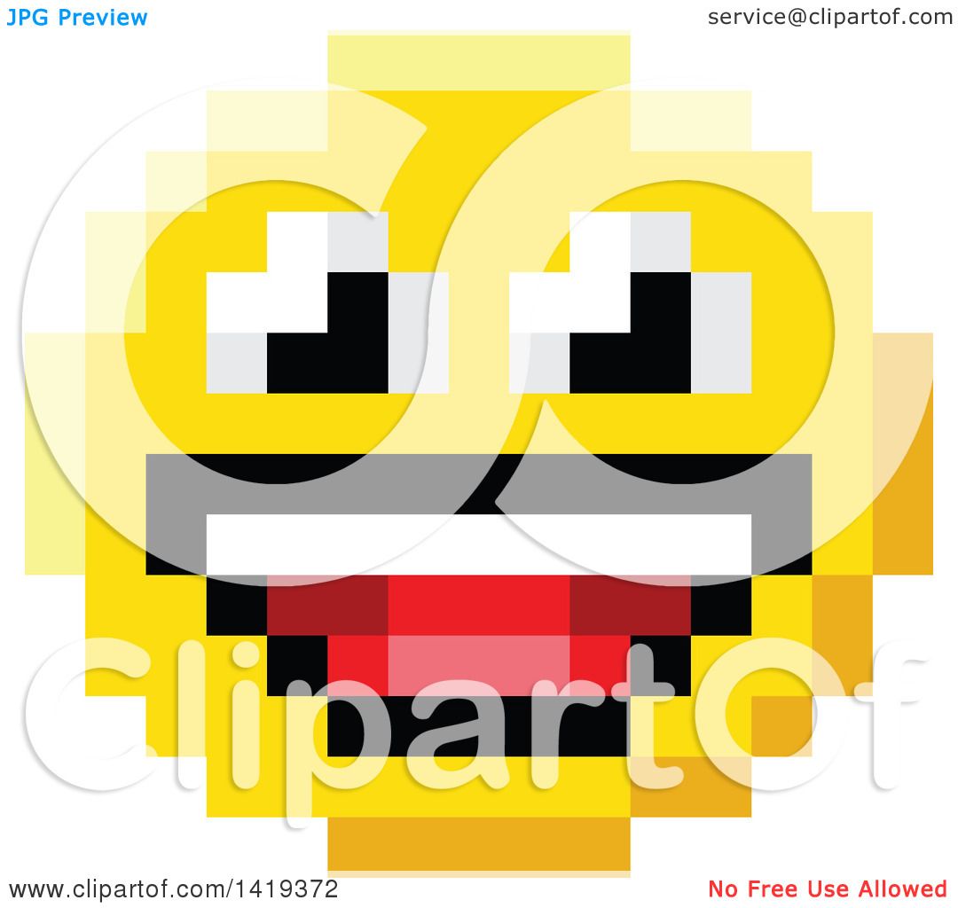 1080x1024 Clipart Of A Laughing 8 Bit Video Game Style Emoji Smiley Face