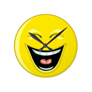 324x324 Laughing Smiley Face Wall Clocks Zazzle