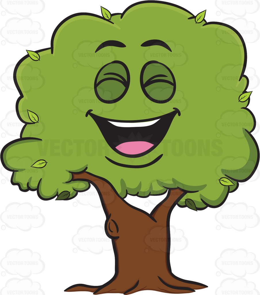 904x1024 Laughing Healthy Leafy Tree Emoji Cartoon Clipart