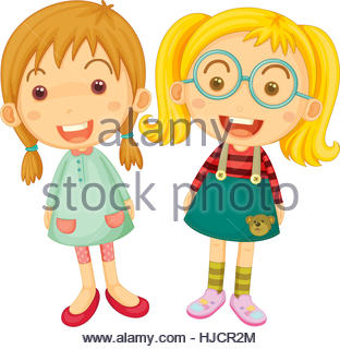 312x320 Two Happy Girls Laughing Illustration Stock Vector Art
