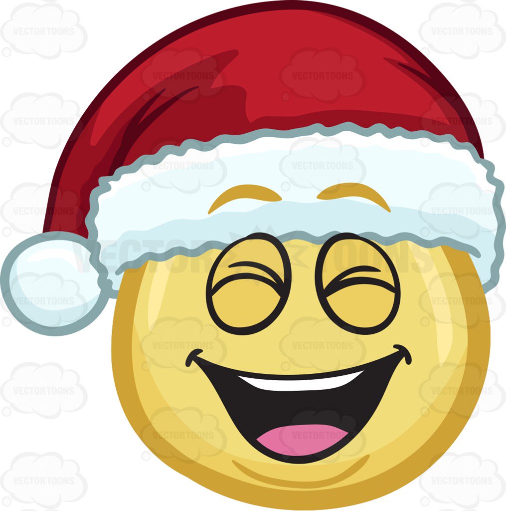 1015x1024 A Laughing Emoji Wearing A Santa Hat Cartoon Clipart