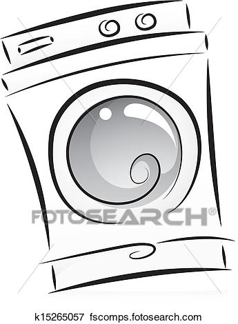 345x470 Clip Art Of Washing Machine In Black And White K15265057
