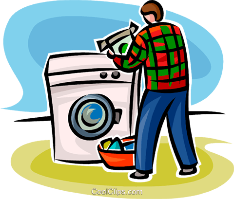 480x409 Person Doing Laundry Royalty Free Vector Clip Art Illustration