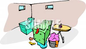 300x171 Free Clipart Image A Broken Washing Machine In A Laundry Room
