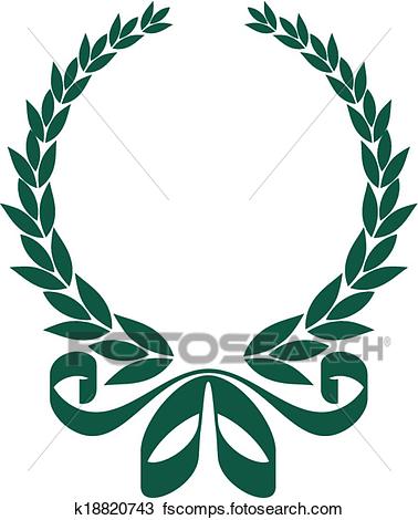 378x470 Clipart Of Foliate Laurel Wreath With A Decorative Ribbon