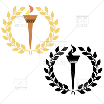 400x400 Olympic Torch And Laurel Wreath Royalty Free Vector Clip Art Image