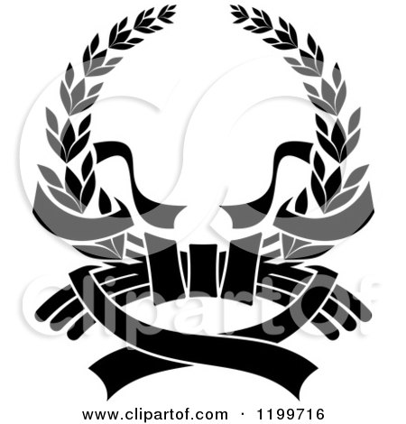 450x470 Clipart Of A Black Laurel Wreath With Ribbons 2