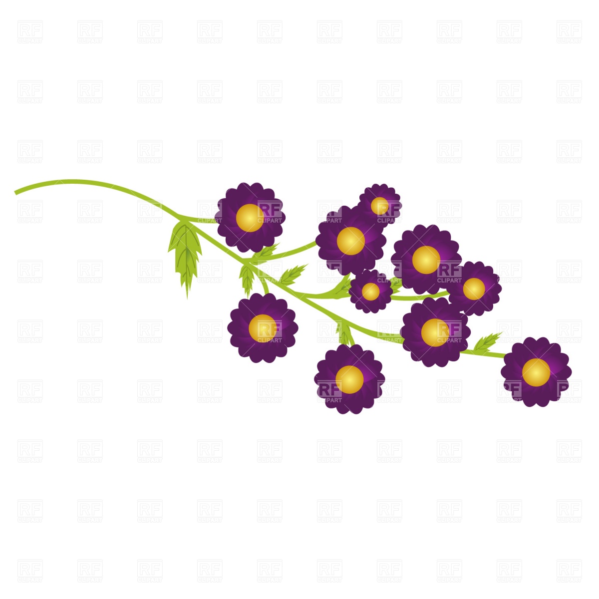1200x1200 Lavender Flower With Leaves Royalty Free Vector Clip Art Image