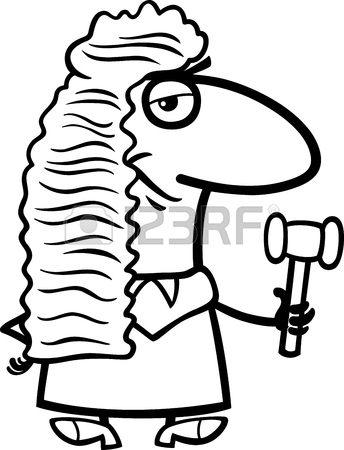 344x450 Black And White Cartoon Illustration Of Judge Law Occupation