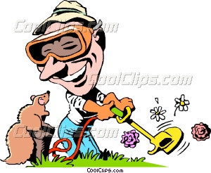 300x246 Cartoon Lawn Care Worker Vector Clip Art