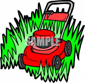 300x293 Free Clipart Image A Lawn Mower In Tall Grass