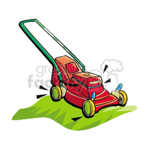 300x300 Royalty Free Red Push Style Lawn Mower 128501 Vector Clip Art