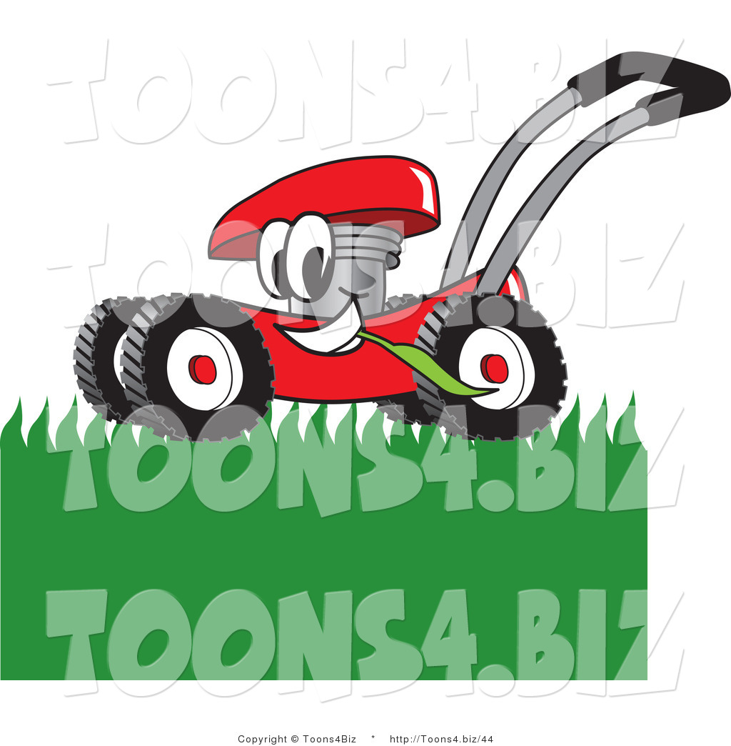 1024x1044 Vector Illustration Of A Red Cartoon Lawn Mower Mascot Mowing