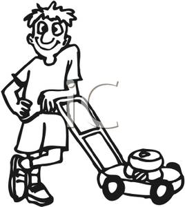 268x300 And White Boy With A Lawnmower