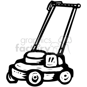 300x300 Royalty Free Black And White Push Mower 384959 Vector Clip Art