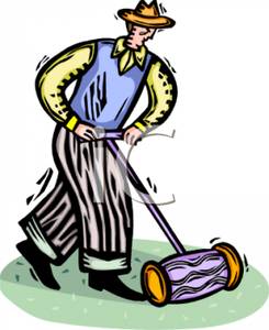 245x300 Pushing An Old Fashioned Lawnmower