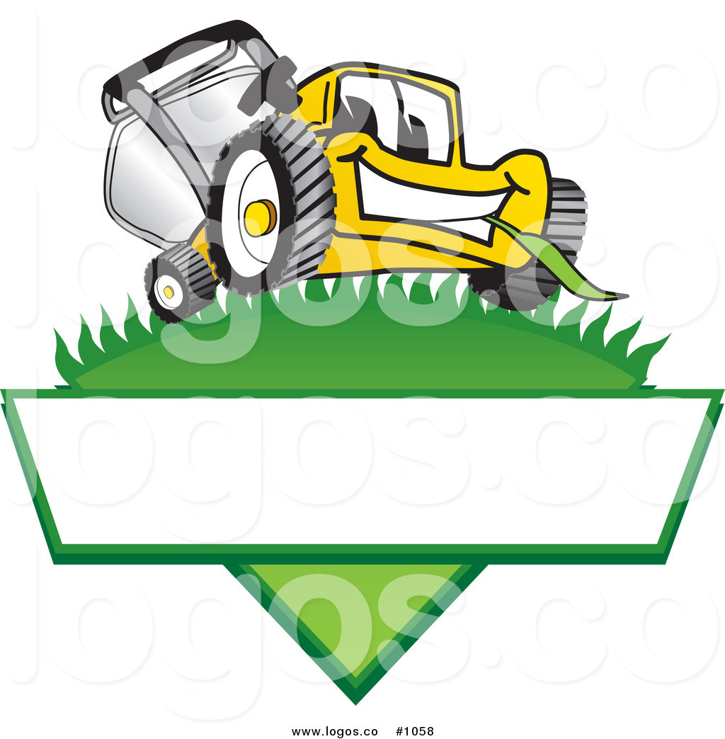 1024x1044 Royalty Free Cartoon Vector Logo Of A Yellow Lawn Mower Mascot