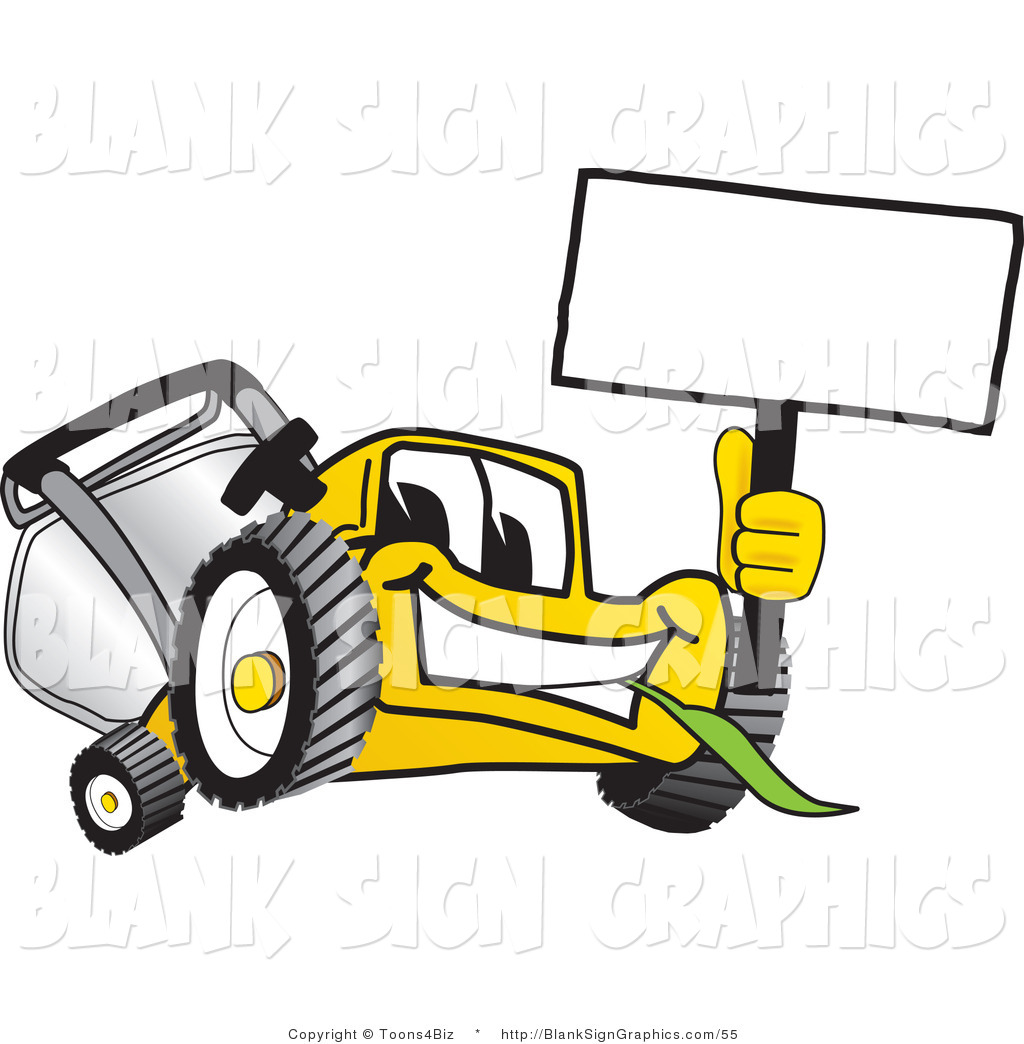 1024x1044 Vector Illustration Of Happy Yellow Lawn Mower Holding Up