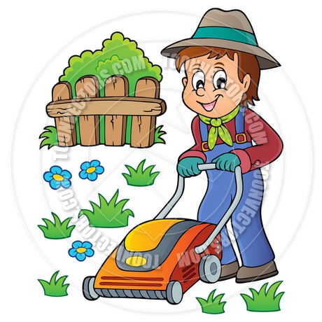 460x460 Cartoon Gardener With Lawn Mower Theme Image By Clairev Toon