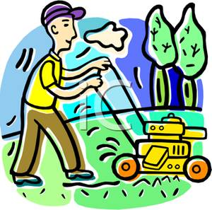 300x297 Man With A Lawn Mower Clipart Image