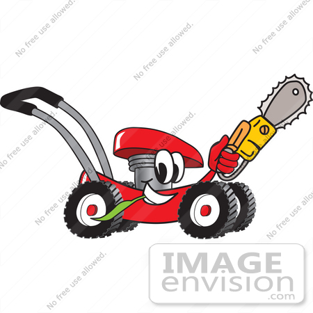 450x450 Cliprt Graphic Of Red Lawn Mower Mascot Character Chewing On