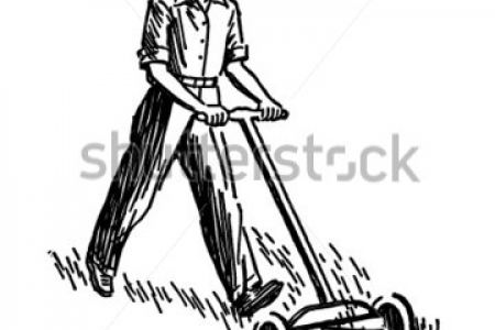 450x300 Vintage Lawn Mower Man Clip Art