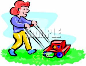 300x231 Women Clipart Mowing Lawn