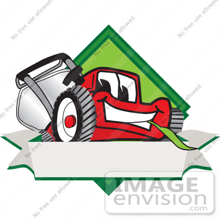 450x450 Clip Art Graphic Of A Red Lawn Mower Mascot Character Facing Front
