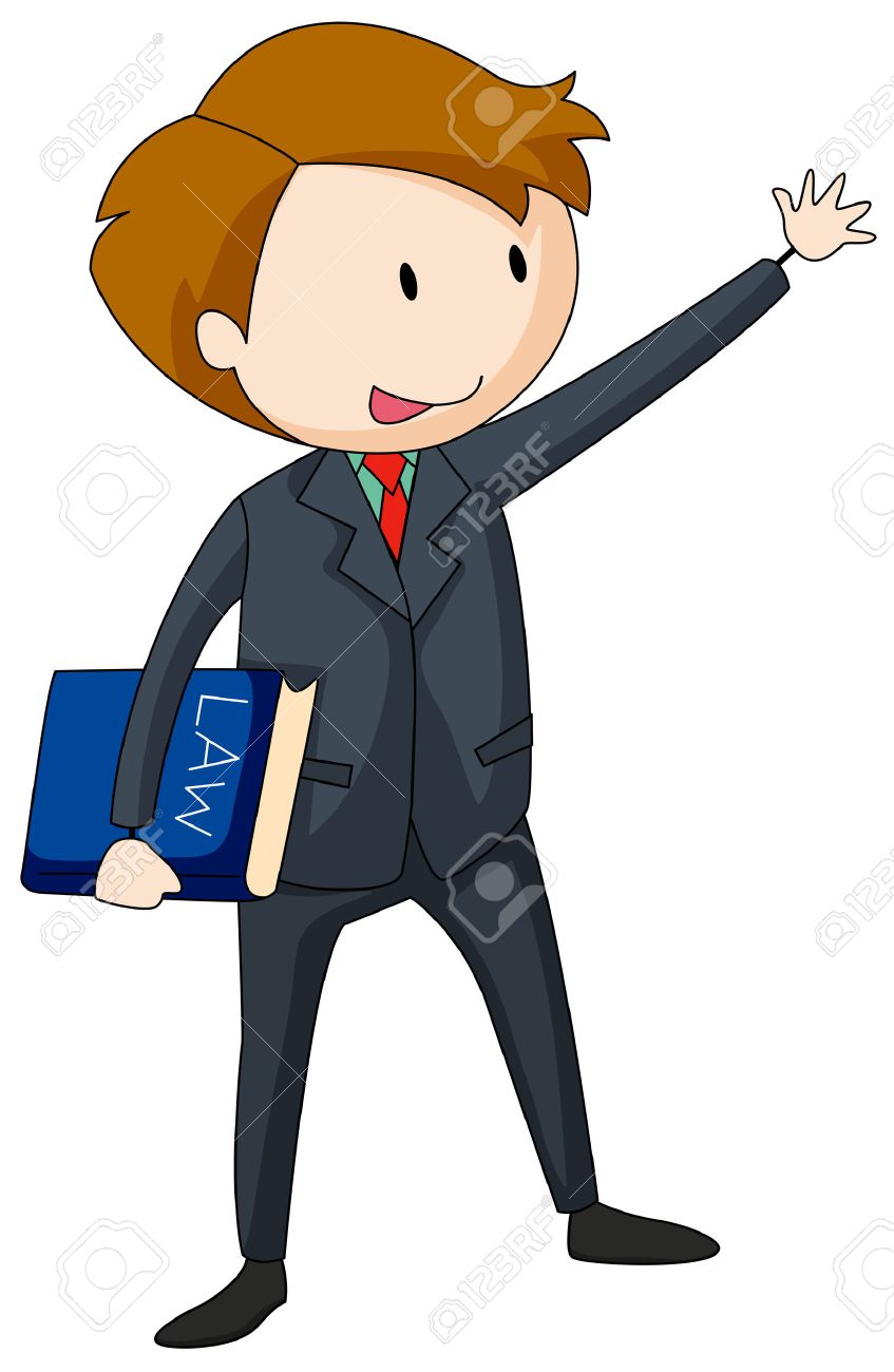 847x1300 Lawyer In Suit Carrying A Law Book Illustration Royalty Free