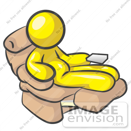 450x450 Cliprt Graphic Of Chubby Yellow Guy Character Sitting In