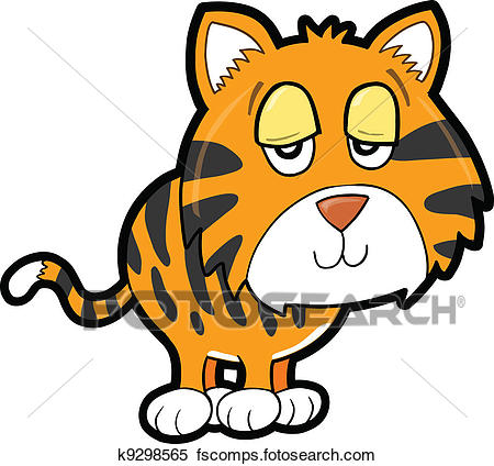 450x424 Clipart Of Sleepy Lazy Tiger Animal Vector K9298565
