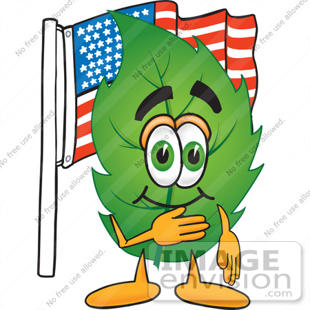 450x450 Clip Art Graphic Of A Green Tree Leaf Cartoon Character Pledging