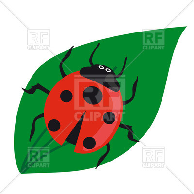 400x400 Cartoon Ladybird On A Green Leaf Royalty Free Vector Clip Art
