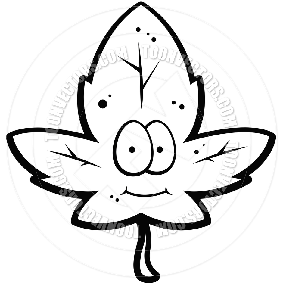 940x940 Leaf Smiling (Black And White Line Art) By Cory Thoman Toon