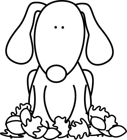 408x449 Black And White Dog Sitting In Leaves Clip Art