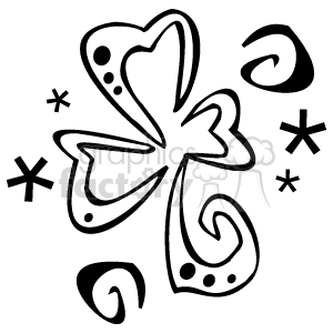 300x300 Royalty Free A Black And White Whimsical Three Leaf Clover 145347