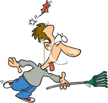 350x333 Royalty Free Clipart Image Man Being Hit On The Head By A Leaf