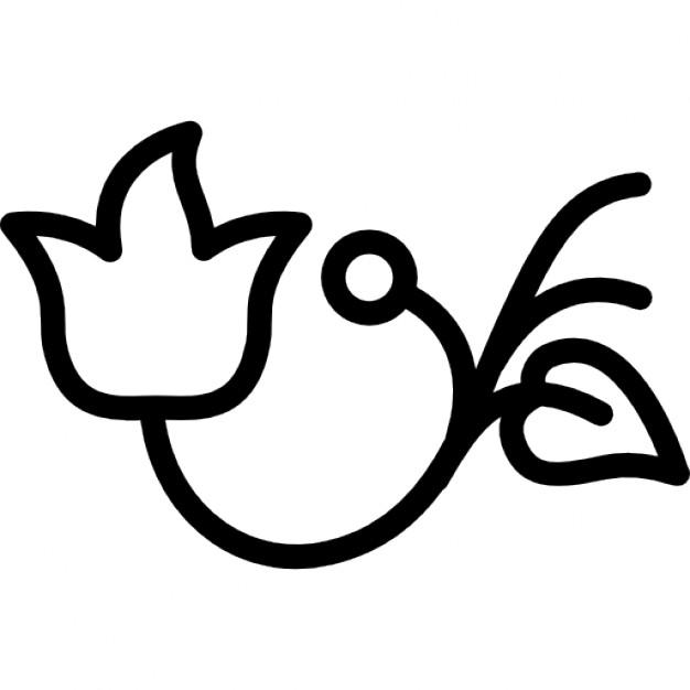 626x626 Flower Outline With Leaf And Bud Icons Free Download