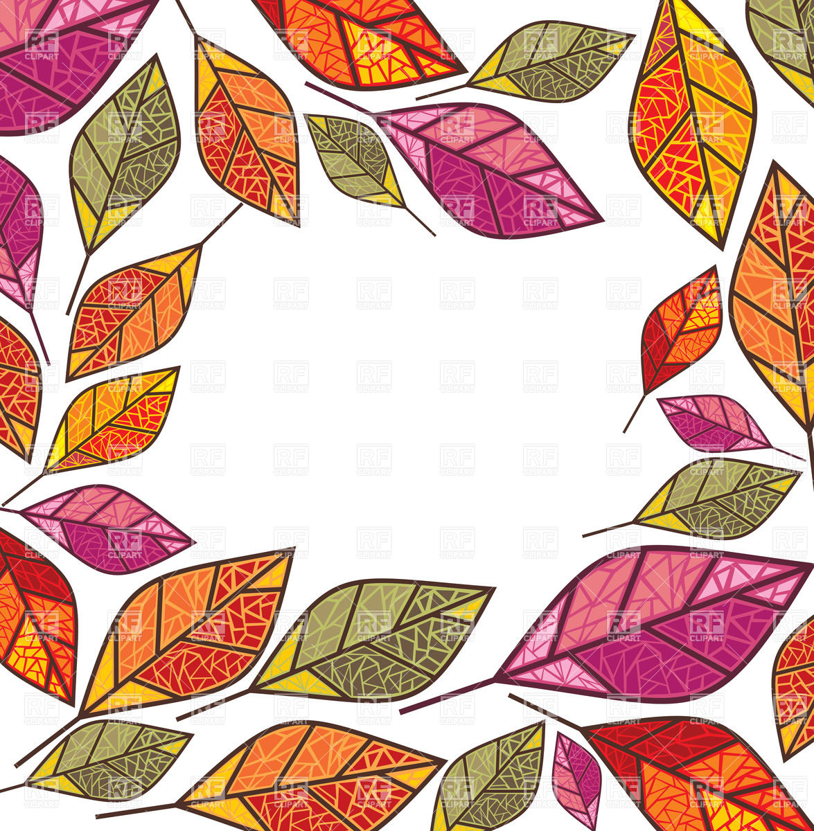 1175x1200 Ornate Autumn Frame Made Of Dry Leaves Royalty Free Vector Clip