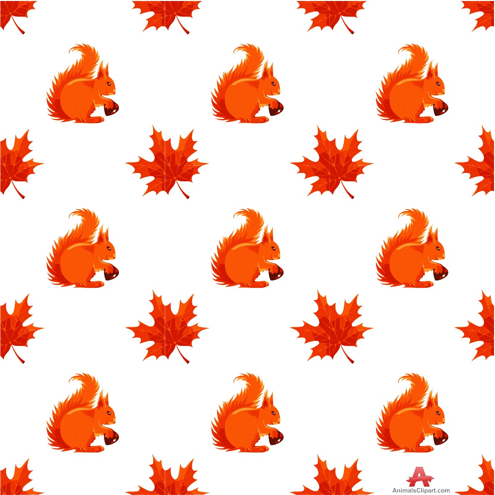 999x999 Squirrels And Maple Leaves Patterns Background Free Clipart