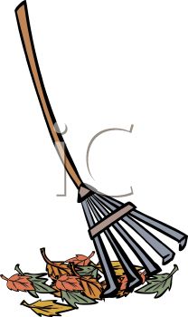 208x350 Picture Of A Rake With A Pile Of Leaves In A Vector Clip Art