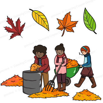 350x350 Autumn Fall Clip Art Kids By Dancing Crayon Designs Tpt