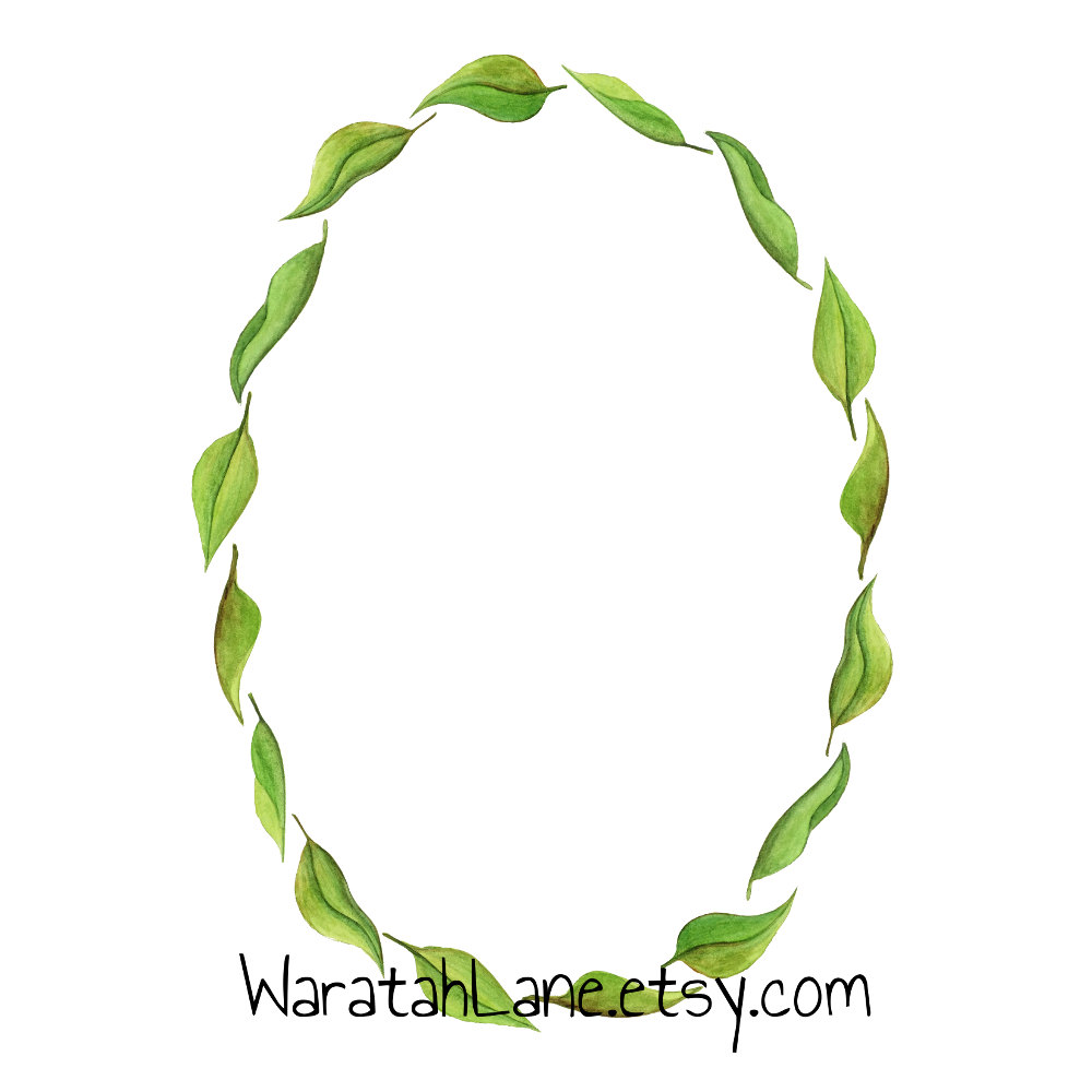 1000x1000 Watercolor Clip Art Wreath Clipart Frames Clipart Leaf Oval Frames