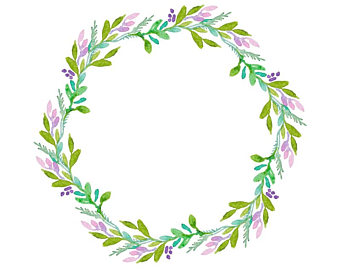 340x270 Watercolour Flower Leaf Wreath Clip Art Digital Download Png