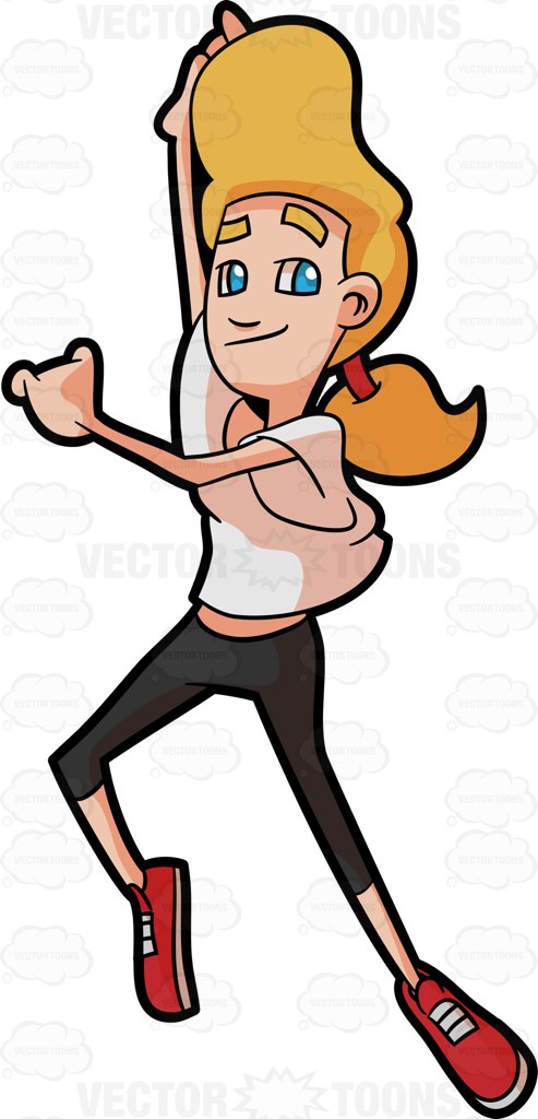 493x1024 A Woman Takes A Leap High While Dancing Cartoon Clipart