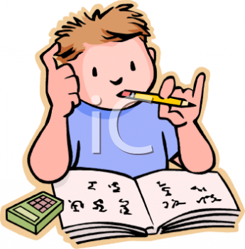 345x350 Kids Thinking Math Clipart