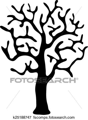 346x470 Clip Art Of Black Tree Without Leaves, Vector K25188747