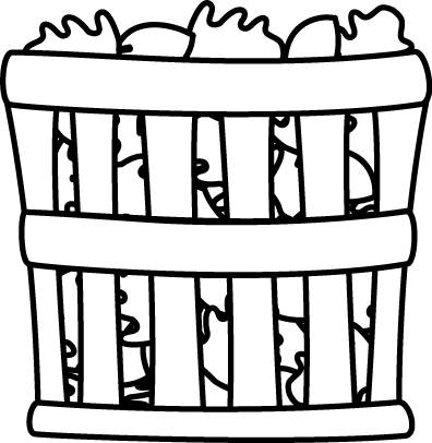 396x406 Black And White Basket Of Leaves Clip Art