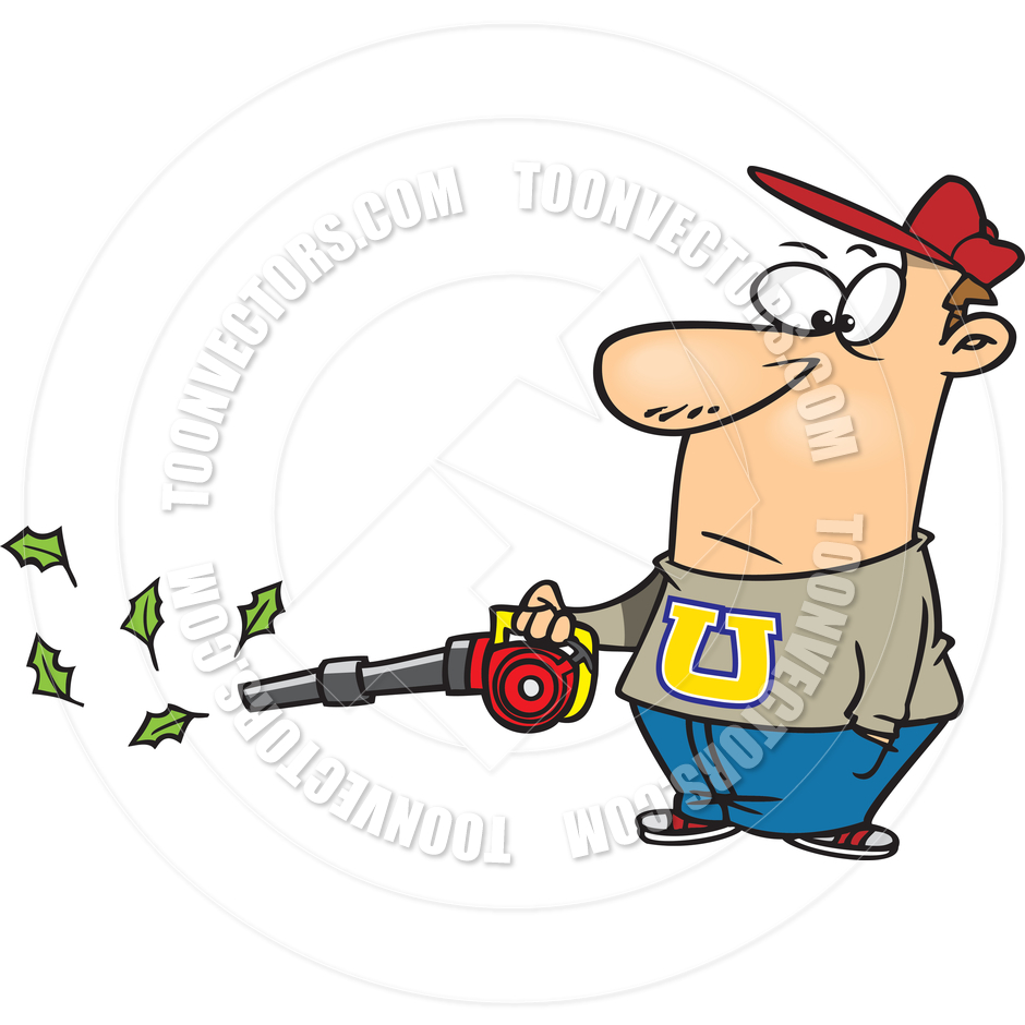 940x940 Cartoon Man Leaf Blower By Ron Leishman Toon Vectors Eps