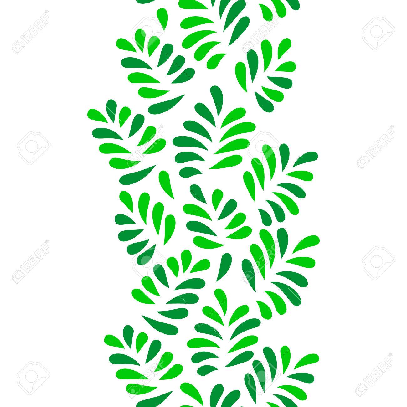 1300x1300 Green Leaves Seamless Vertical Border On White Royalty Free